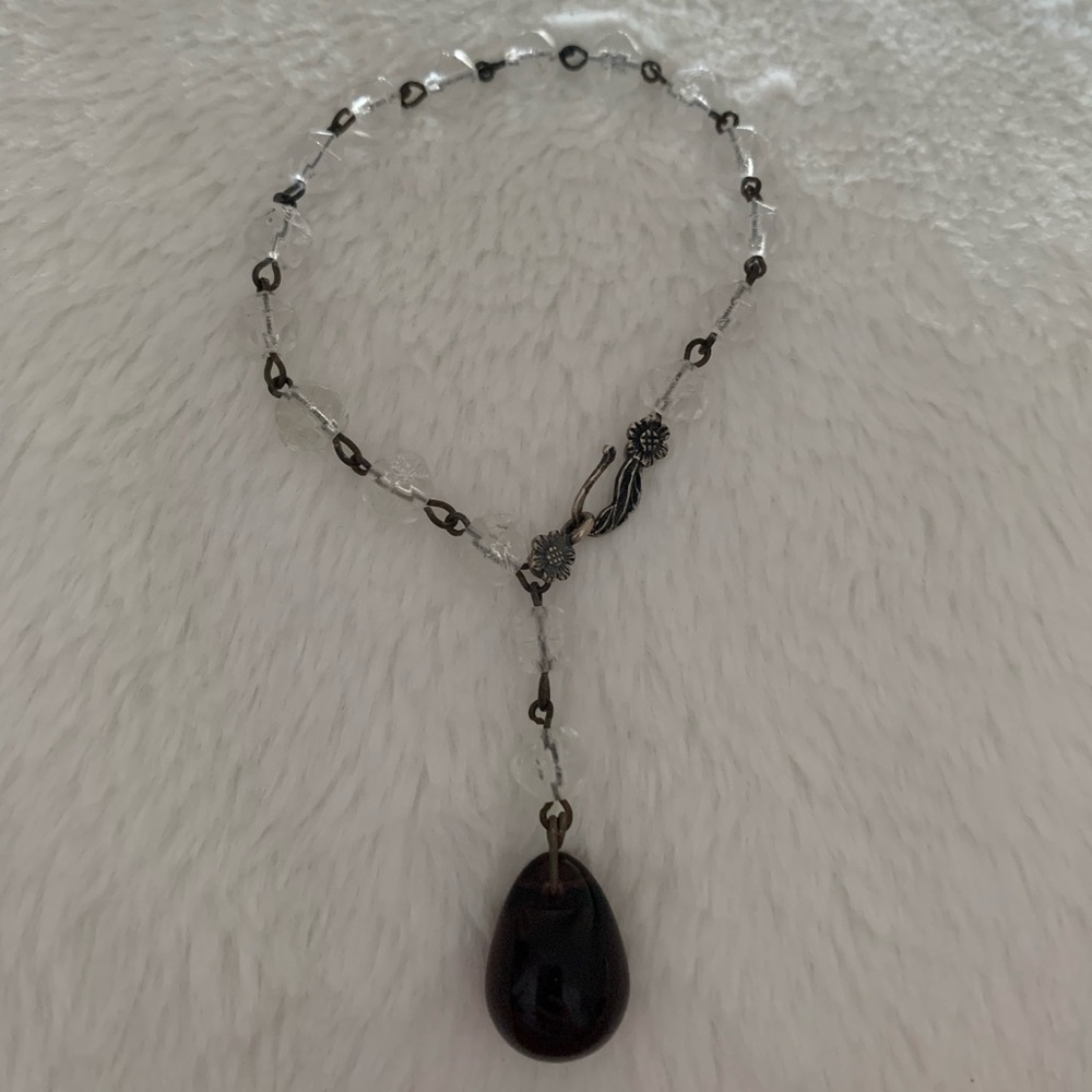 Vintage beaded bracelet with Red stone